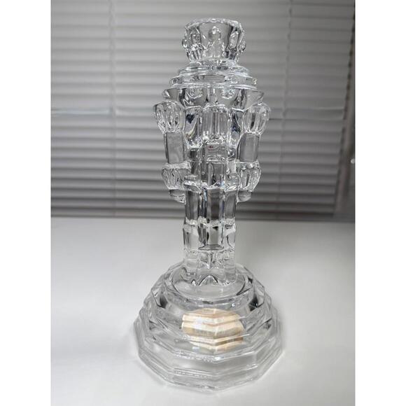 Vintage 24% Lead Crystal Tall Nutcracker Candle Houlder - Picture 3 of 7